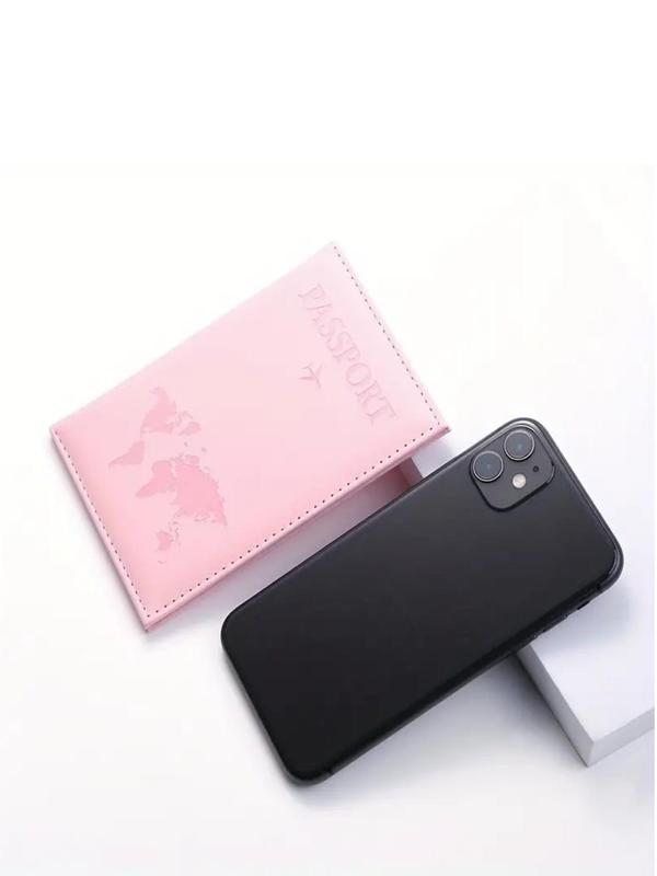 Creative Letter & Map Pattern Passport Case, Simple Plain Pu Leather Travel Document Bag, Simple Couple Protective Case