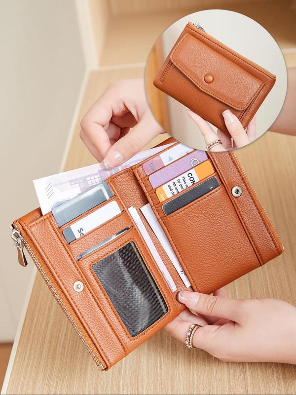 Women's Simple Style Plain Color Zipper Wallet, Casual Trendy Versatile Wallet, Fashionable Wallet for Daily Use