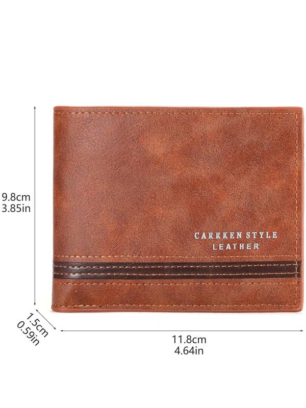 Men's Vintage Style Letter Design Short Wallet, Casual Multi Card Slot Card Holder, Multi-functional Wallet for Men