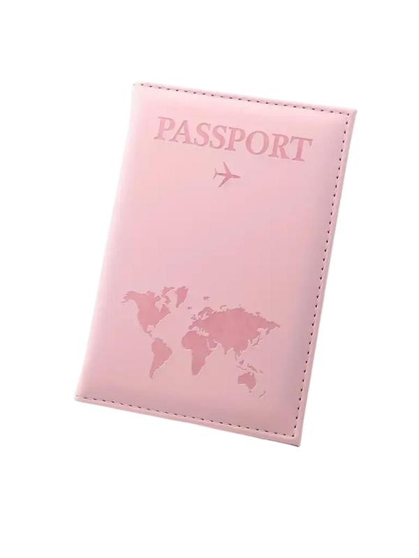 Creative Letter & Map Pattern Passport Case, Simple Plain Pu Leather Travel Document Bag, Simple Couple Protective Case