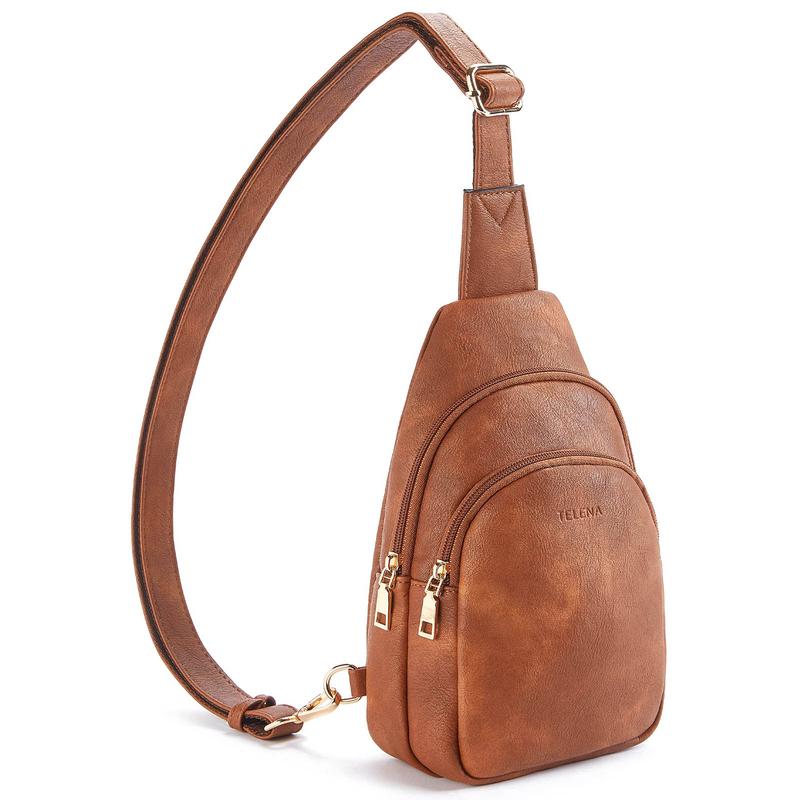 Telena Small Sling Bag for Women Leather Crossbody Fanny Packs Chest Bag for Women