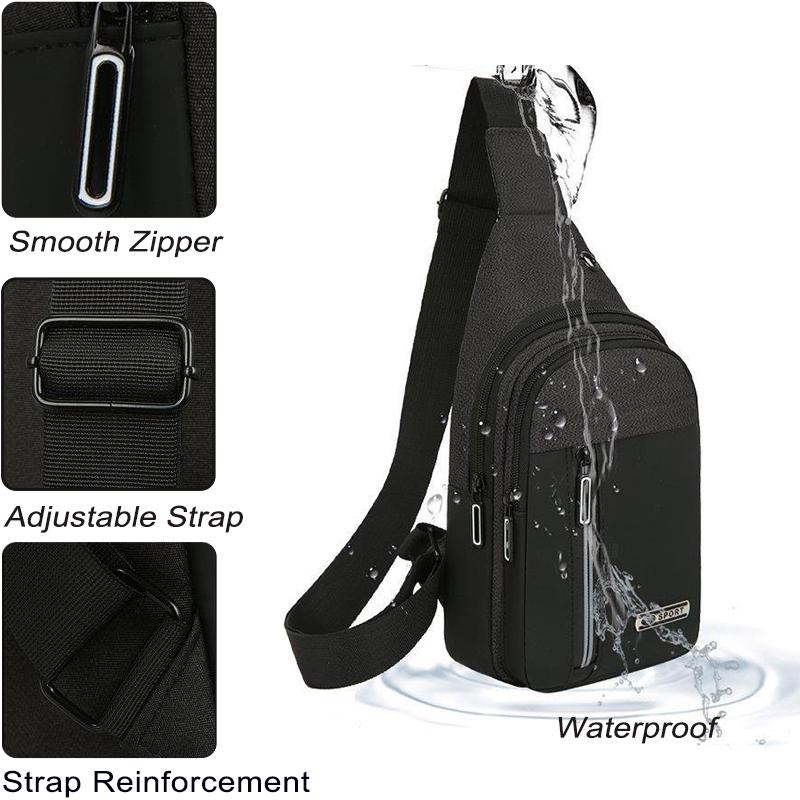 Men's Fashion Sling Shoulder Bag Waterproof Ultralight Small CrossBody Bag Casual Small Male Chest Bag