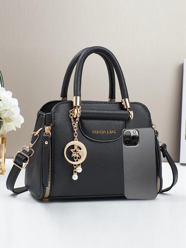 Women's Elegant Handbag with Faux Pearl Decorated Star Design Charm, Trendy Minimalist Crossbody Bag, Chic All-match Handbag for Daily & Work Use