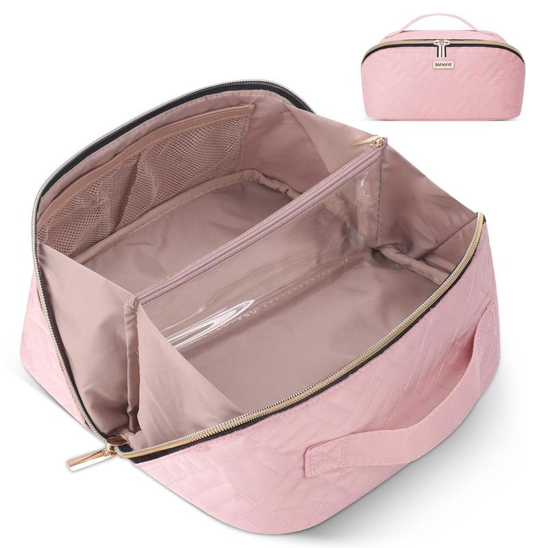 Travel Makeup Bag - 4L Compact Cosmetic Organizer Bag, Makeup Toiletry Travel Bag with Brush Holder & Multiple Compartments, Waterproof rare  beauty