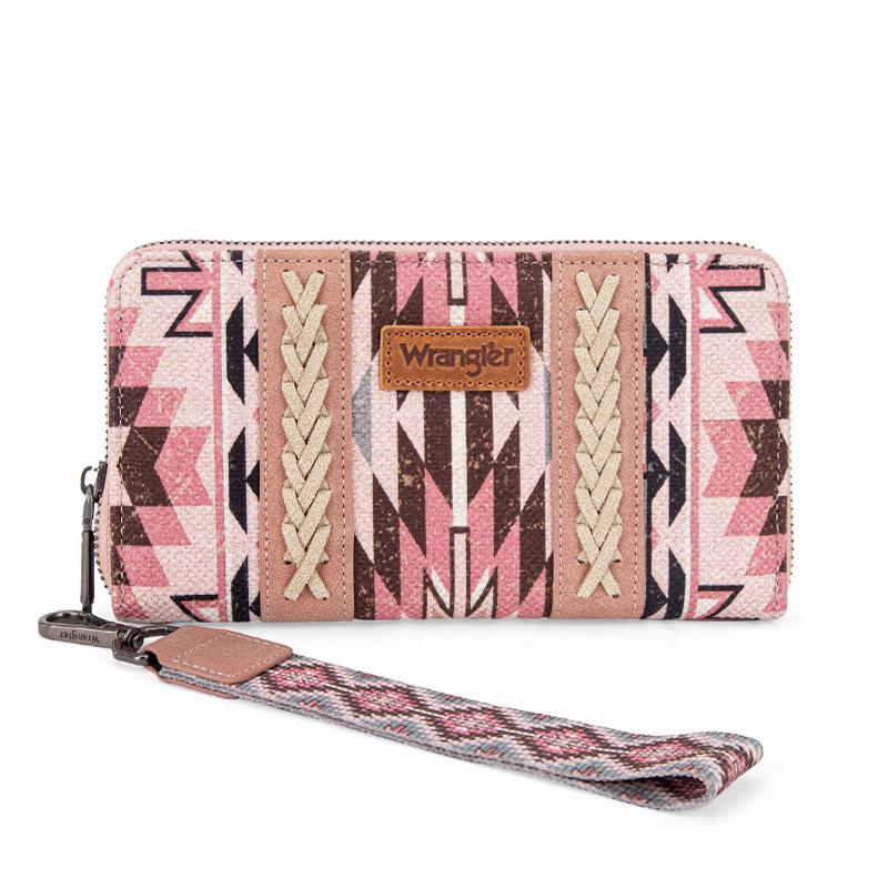 Wrangler Daily Use Zipper-enclosed Wallet Wristlet Clutch with Multi Slots for Credit Cards