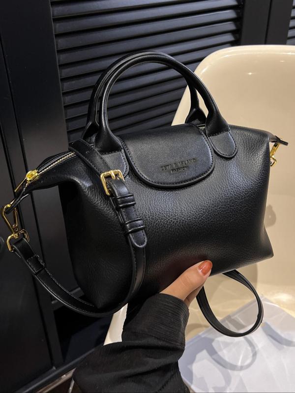 Women's Elegant Solid Color Handbag, Fashionable PU Leather Zipper Shoulder Bag for Daily Used, Casual Trendy Versatile High-quality Daily Commuting Bag