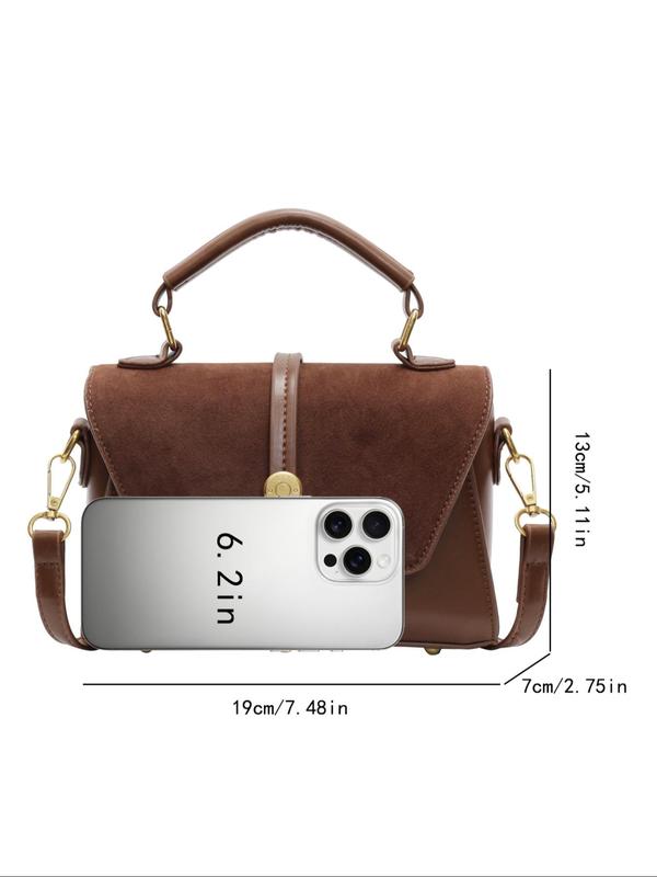 Women's Elegant Solid Color Suede Handbag, Fashionable Retro Shoulder Bag, Casual Trendy Versatile High-quality Daily Commuting Bag, Girl Fashionable Bag