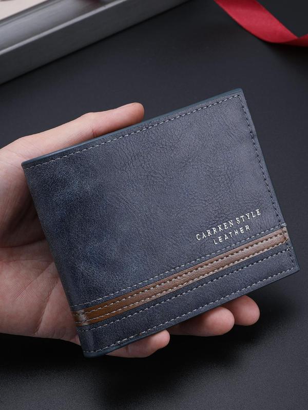 Men's Vintage Style Letter Design Short Wallet, Casual Multi Card Slot Card Holder, Multi-functional Wallet for Men