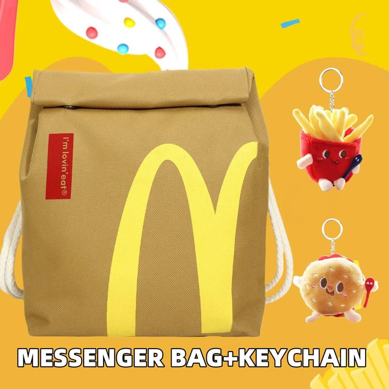 Canvas Backpack Mcdonald Bag Novelty Unique Backpack for Men Laptop College Women Leisure Vintage with Pendant