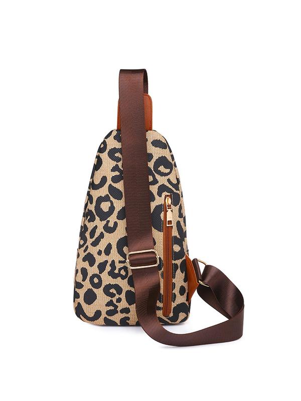 Women's Fashion Leopard Pattern Zipper Fanny Pack, Casual Versatile Sling Bag for Daily Used, Trendy All-match Commuter Bag for Women & Girls, Back to School Bag