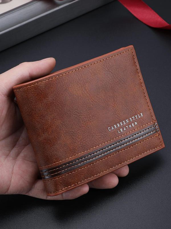 Men's Vintage Style Letter Design Short Wallet, Casual Multi Card Slot Card Holder, Multi-functional Wallet for Men