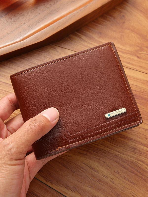 Casual Plain Pu Leather Zipper Short Wallet, Summer Multiple Card Slots Card Holder, Simple Style Business Card Holder, Trendy Wallet for Men