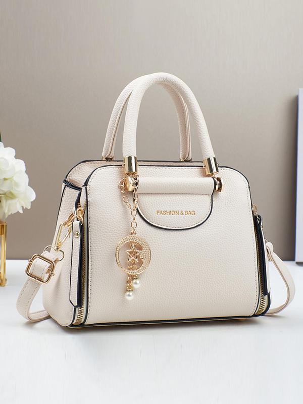 Women's Elegant Handbag with Faux Pearl Decorated Star Design Charm, Trendy Minimalist Crossbody Bag, Chic All-match Handbag for Daily & Work Use