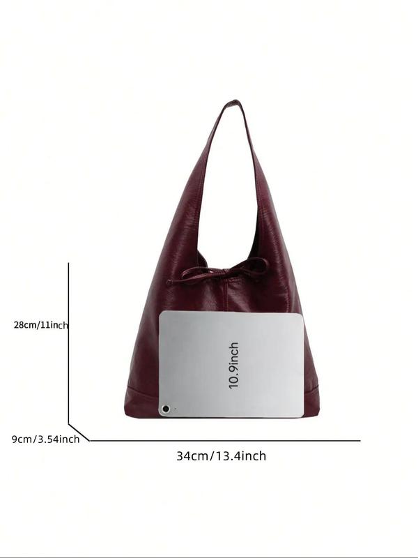 Women's Solid Color Shoulder Bag, Fashionable Large Capacity Tote Bag for Daily Used, Casual Trendy Versatile High-quality Daily Commuting Bag, Girl Fashionable Shopping Bag