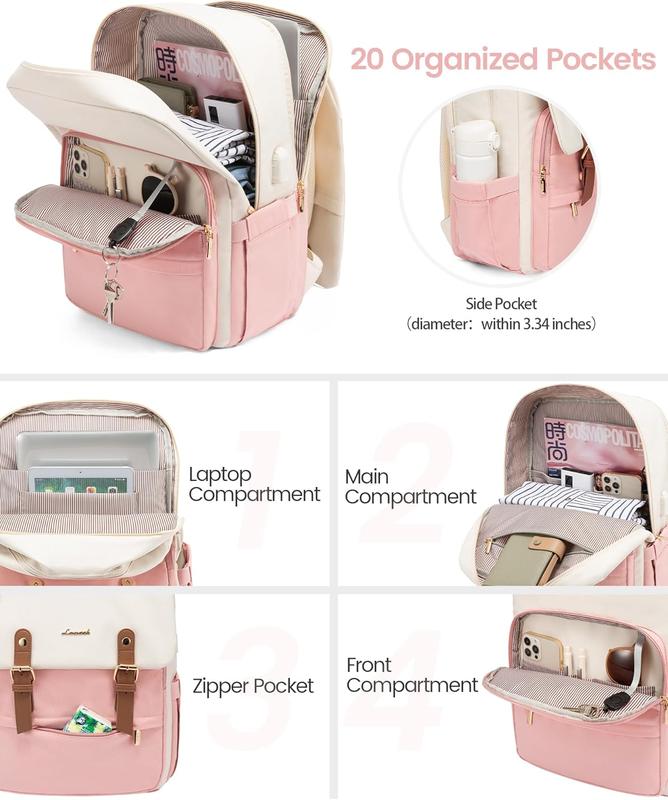 Travel Laptop Backpack Purse for Women Fashion Vintage Computer Backpack 15.6 Inch Large Teacher Nurse Backpack Casual Daypack for Business Work College