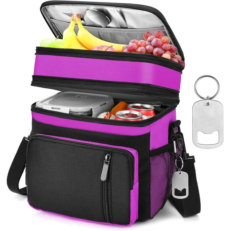 Spring  lunchbag LOKASS Lunch Box for Mother's Day, 16L, Double Deck Expandable Insulated Lunch box For Adults Women Thermal Large Waterproof Leakproof Cooler Bag with Shoulder Strap - Grey