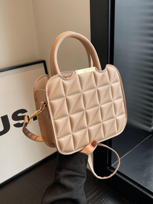 Women's Elegant Quilted Pu Leather Handbag As Gift, Square Solid Color Shoulder Bag for Women, Fashionable All-match Handbag for Daily Use