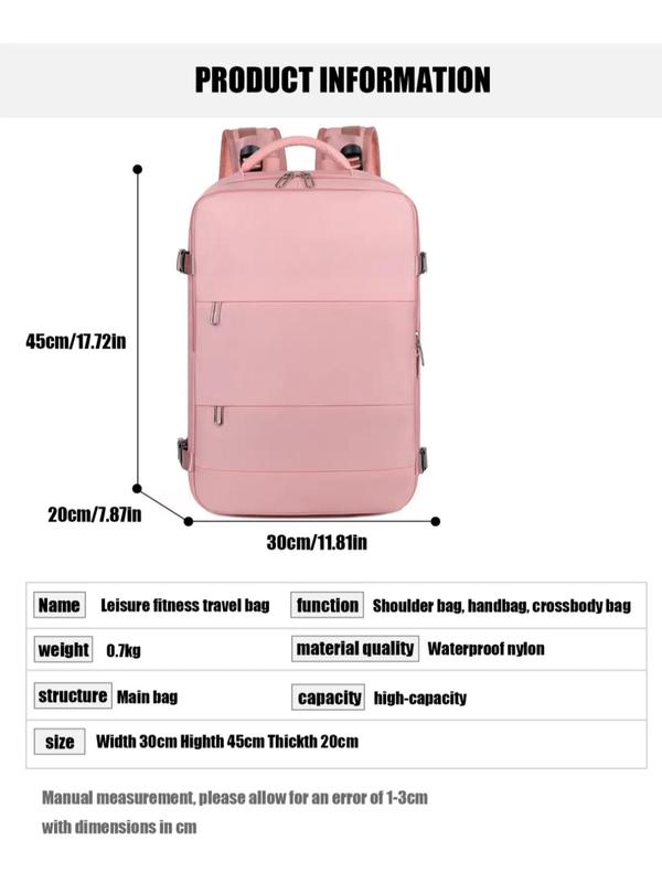 Women's Simple Style Plain Color Backpack, Casual Waterproof Backpack, Fashionable Independent Shoe Store, Multi-pocket Backpack for Daily & Travel Use