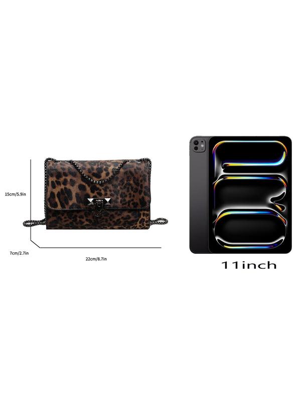 Fashion Leopard Pattern Shoulder Bag, Casual Pu Leather Flap Bag for Women, Trendy All-match Commuter Bag for Daily Used