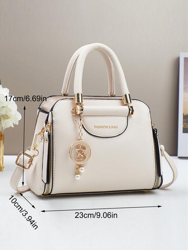 Women's Elegant Handbag with Faux Pearl Decorated Star Design Charm, Trendy Minimalist Crossbody Bag, Chic All-match Handbag for Daily & Work Use