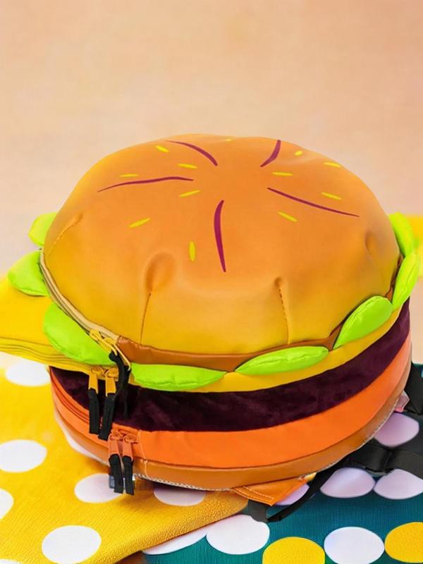 Women's 2024 Summer Fashionable Novelty Hamburger Design Cool Backpacks, Large Volume Backpack with Adjustable Strap Back To School School Bags