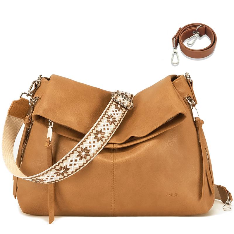 AAPRR Large Hobo Crossbody Bags for Women Vegan Leather Handbags Tote Purse Shoulder Bag Women's Handle Bags with Wide Strap fashionable Women's Large