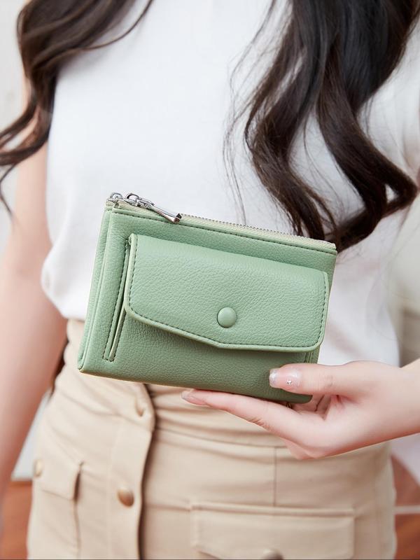 Women's Simple Style Plain Color Zipper Wallet, Casual Trendy Versatile Wallet, Fashionable Wallet for Daily Use