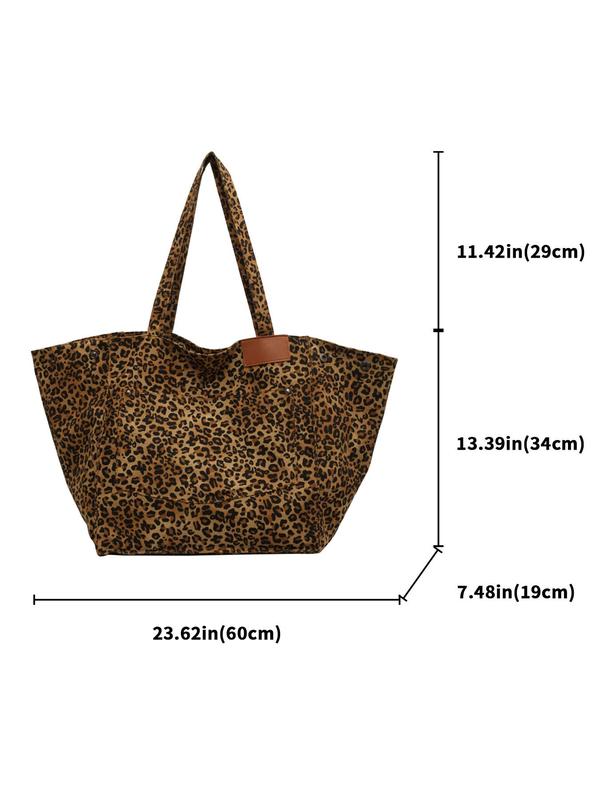 Fashion Leopard Pattern Tote Bag, Casual Large Capacity Shoulder Bag for Women, Trendy Versatile High-quality Daily Commuting Bag, Girl Fashionable Shopping Bag