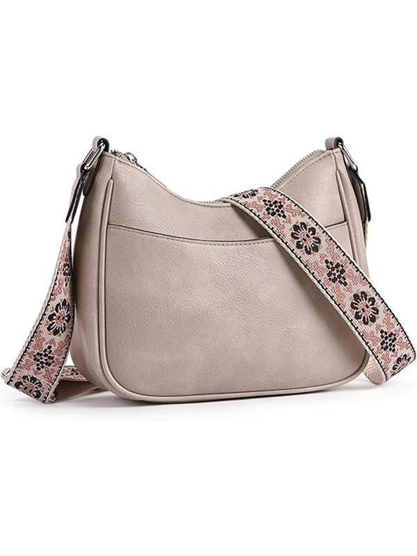 Women's Vintage Crossbody Work Bag, Fashionable Pu Leather Zipper Shoulder Bag with Adjustable Strap, Casual Crossbody Bag for Daily Used