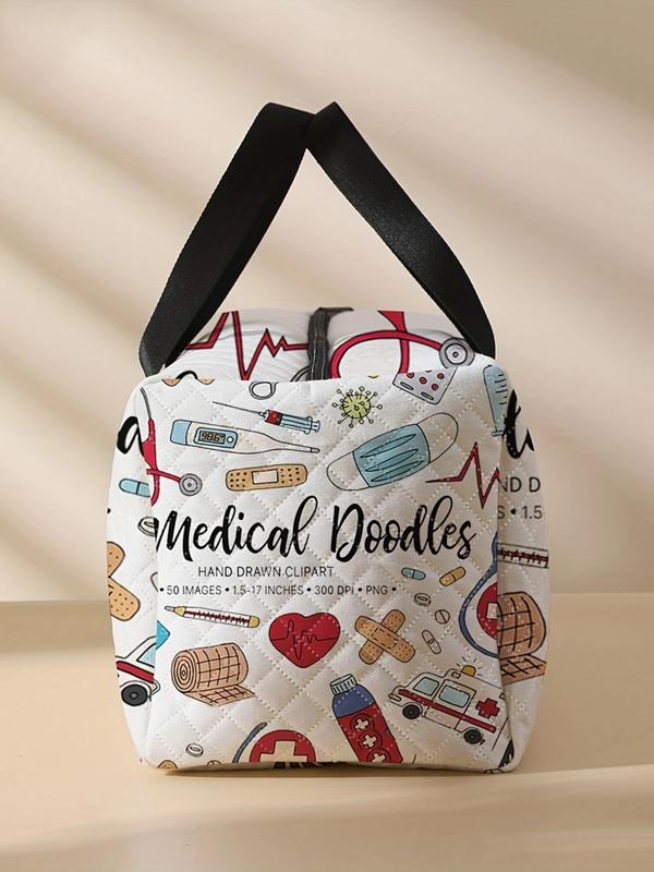 Doctor's Equipment Print Tote Bag, Large Capacity Travel Duffle Bag, Portable Overnight Bag, Fashionable Travel Bag for Women & Men