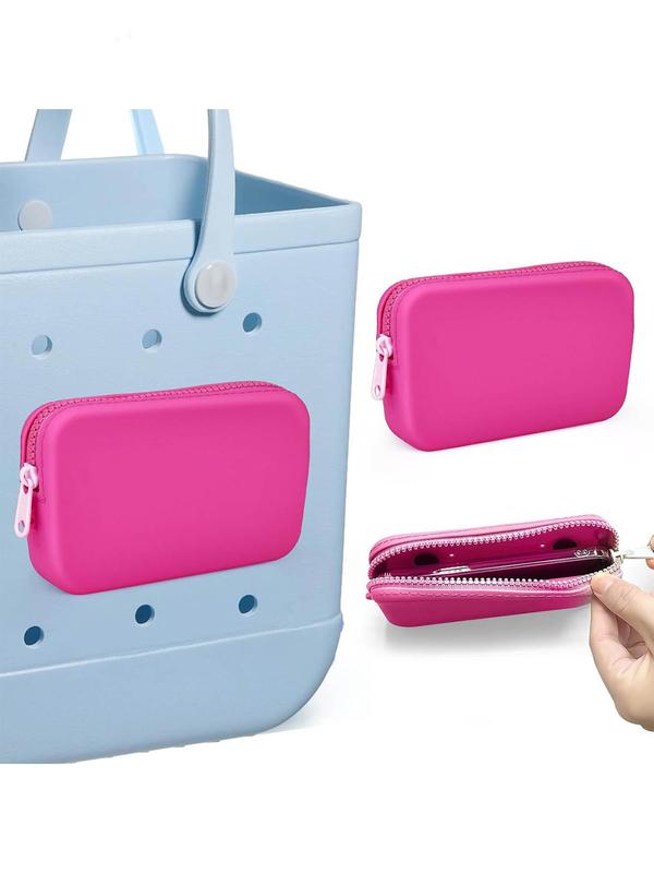 Cute Plain Color Silicone Insert Wallet Bag for Beach Bag, Soft Minimalist Mobile Phone Bag, Versatile Bag Accessories for Summer Beach Vacation