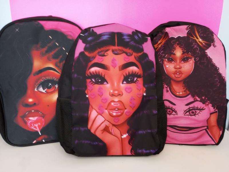 Black Girl Magic Backpack with Mesh Side Pockets pink backpack