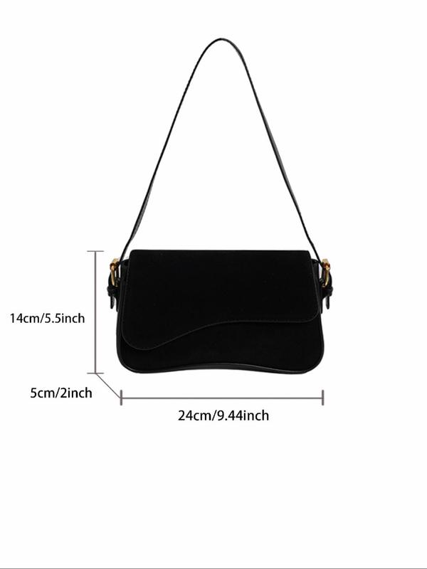 Women's Solid Color Suede Shoulder Bag, Fashionable Flap Crossbody Bag for Daily Commuting Business, Casual Trendy Versatile High-quality Daily Commuting Bag