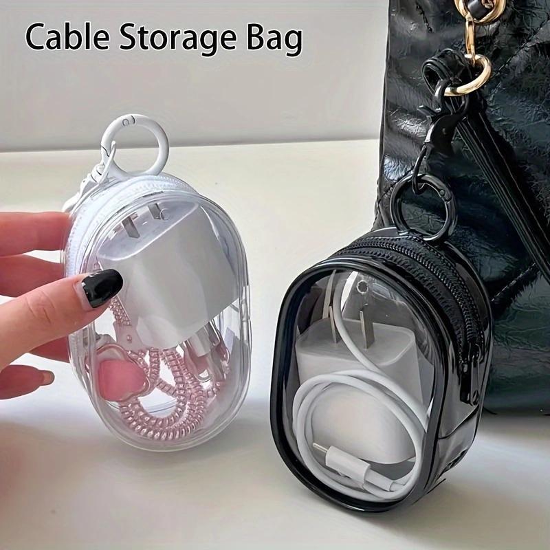 Travel Accessories Case, 2 Counts Durable PVC Storage for Charger, Suitable for Earbuds, Cable, Mini Portable Transparent Organizer