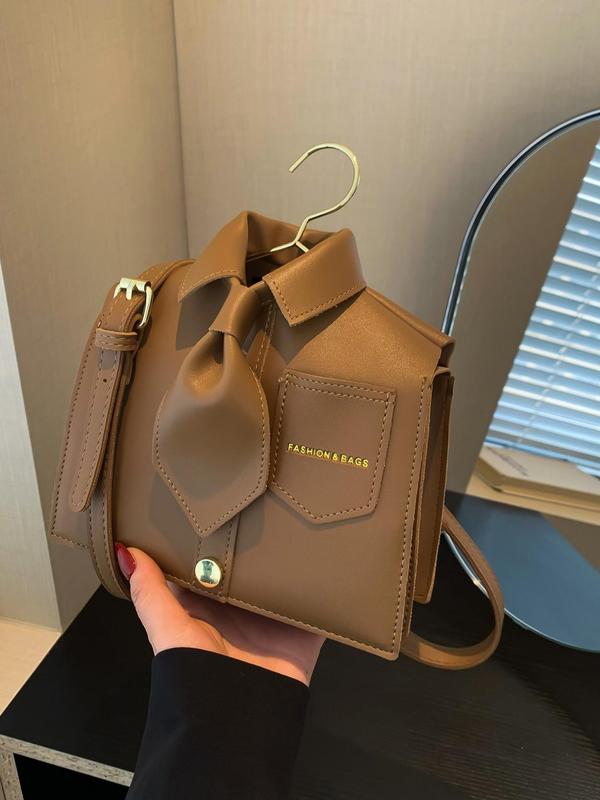 Women's Plain Color Shirt Design Crossbody Bag, Casual Pu Leather Zipper Shoulder Bag for Daily Used, Casual Trendy Versatile High-quality Daily Commuting Bag, Girl 2024 Fall Fashionable Shopping Bag