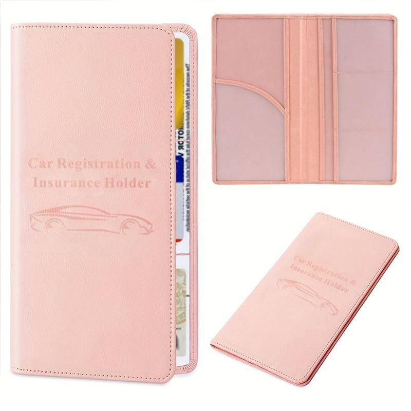 Car Registration & Insurance Card Holder, 1 Count PU Leather Car Document Holder, Portable Auto Document Wallet for Men & Women