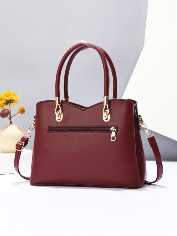 Fashion Colorblock Handbag with Charm, 2024 New Style Casual Versatile Shoulder Bag for Women, Trendy All-match Commuter Bag for Daily Travel Work Commute