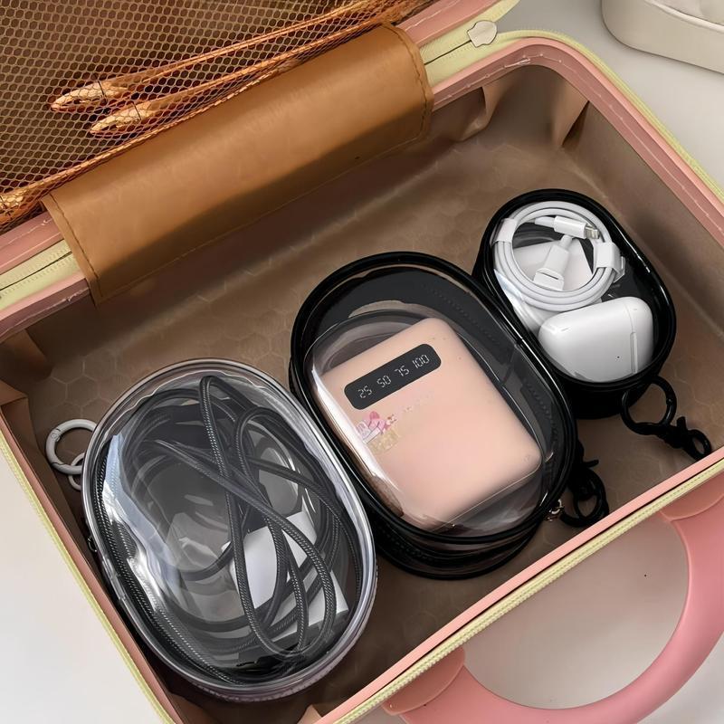 Travel Accessories Case, 2 Counts Durable PVC Storage for Charger, Suitable for Earbuds, Cable, Mini Portable Transparent Organizer