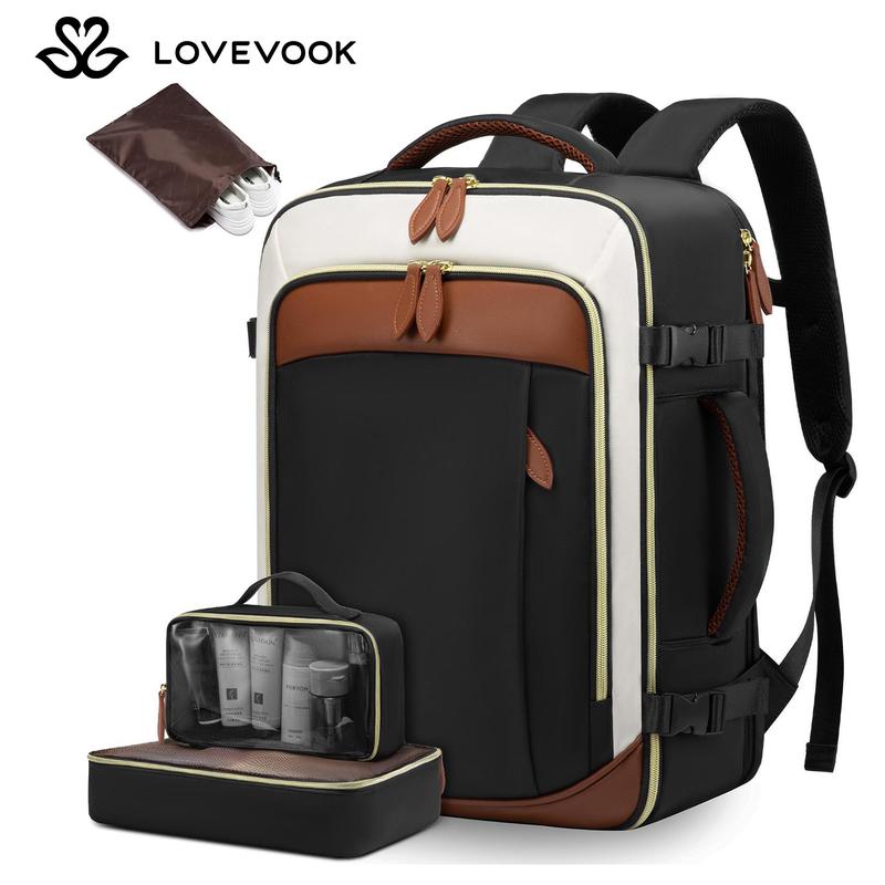 LOVEVOOK Christmas TSA-Friendly Travel Backpack with Storage Bag and Toiletry Bag - Fits 17-Inch Laptop, for Hiking, Overnight, Weekend Trips and Business Travel