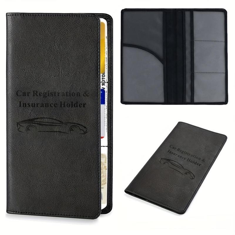 Car Registration & Insurance Card Holder, 1 Count PU Leather Car Document Holder, Portable Auto Document Wallet for Men & Women