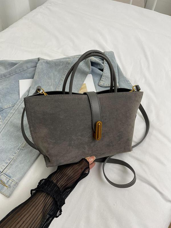 Women's Solid Color Handbag, Fashionable PU Leather Crossbody Bag for Daily Used, Casual Trendy Versatile High-quality Daily Commuting Bag