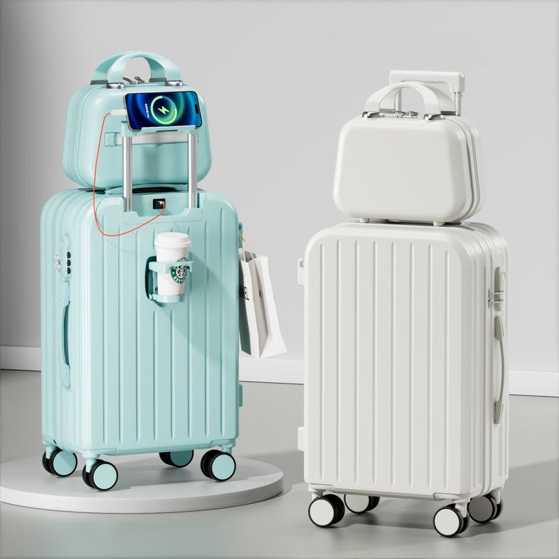 Introducing the 2024 New Multifunctional Luggage: Lightweight 20-inch to 28-inch Carry-on Case with Smooth 360-degree Swivel Wheels, Password Lock, Durable Travel Suitcase, Trolley Case, and Rechargeable Function