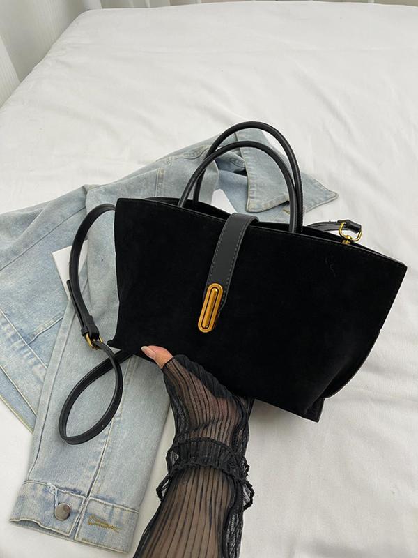 Women's Solid Color Handbag, Fashionable PU Leather Crossbody Bag for Daily Used, Casual Trendy Versatile High-quality Daily Commuting Bag