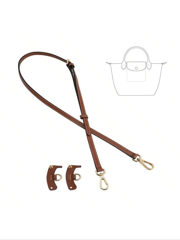 Solid Color Leather Bag Strap & Bag Hanger, Adjustable Shoulder Strap for Longchamp Mini Handbag, Bag Accessories