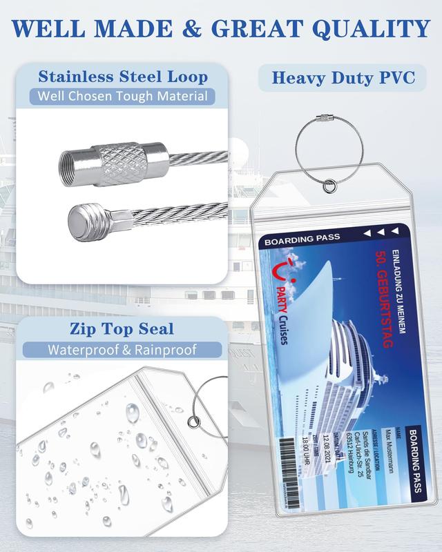 8 Pack Cruise Luggage Tag Holder 2024 for Royal Caribbean and Celebrity Cruise Essentials - Clear