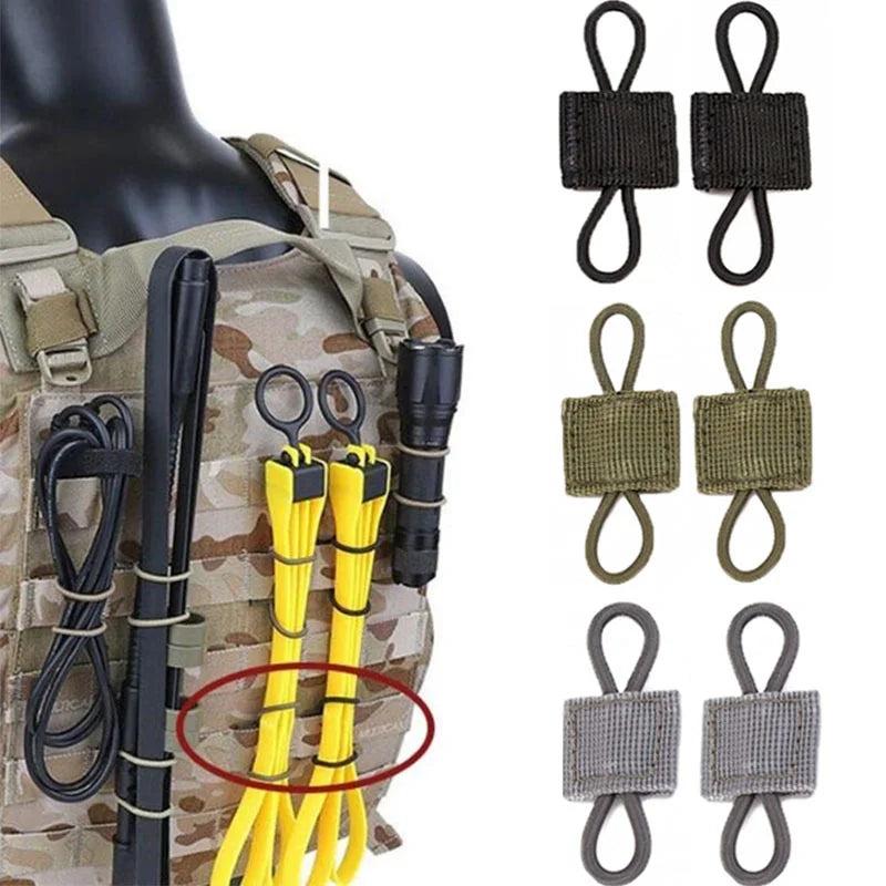 5Pcs Tactical Backpack Binding Buckles Elastic Molle Carabiner Clip Bags Clasp Cord Fix Gear Elastic Strap