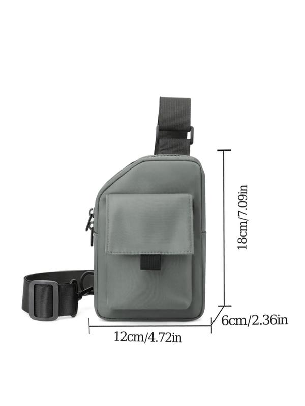 Men's Casual Solid Color Mini Sling Bag, Fashionable Nylon Chest Bag For Daily Used, Trendy Bum Bag For Outdoor