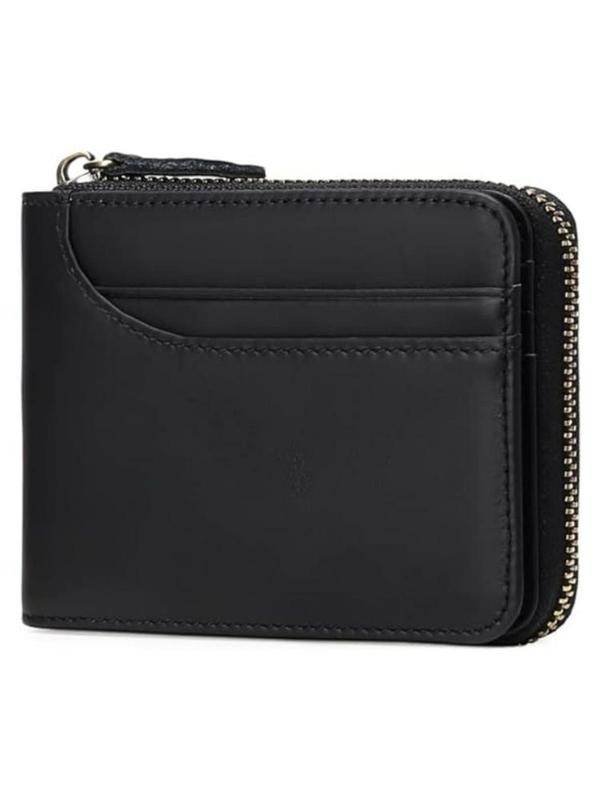 Men's Casual Plain Zipper Short Wallet As Gift, Business Style Bifold Card Holder for Men with Lovely Gift Box, Casual Trendy Versatile Daily Wallet