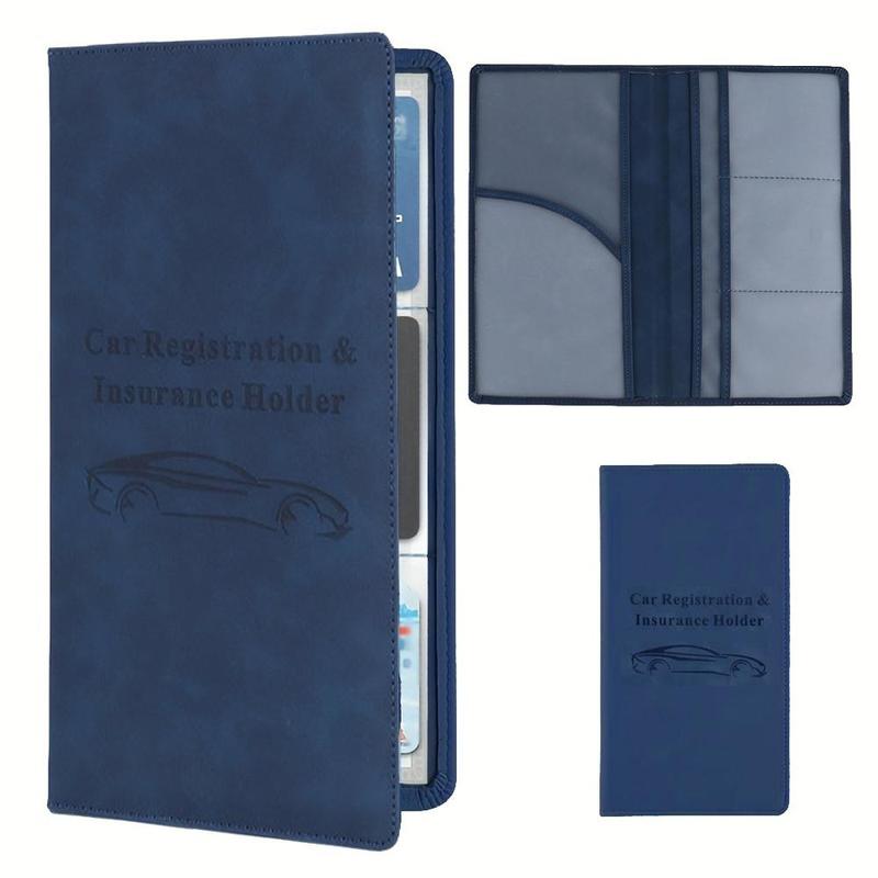 Car Registration & Insurance Card Holder, 1 Count PU Leather Car Document Holder, Portable Auto Document Wallet for Men & Women