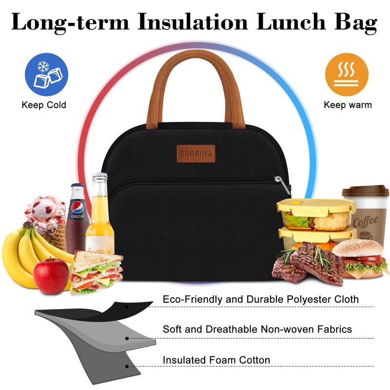 Coobiiya Cute Large Capacity Reusable Leakproof Insulated Cooler Lunch Bag for Women and Men Lunch Box for Work Office Picnic Travel School lunch bag